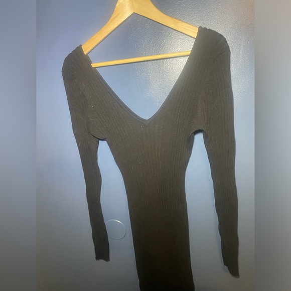 Fashion Nova Black Bodycon Ribbed Maxi Dress, Size L. - Picture 3 of 5